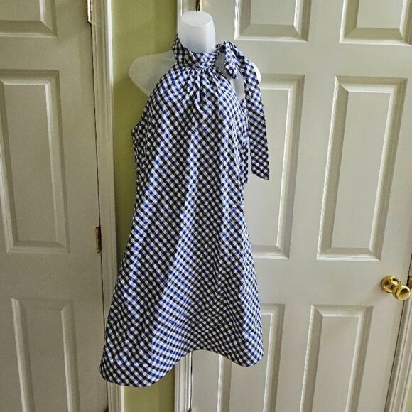 Tish Cox Courtney Checkered Halter Neck Gingham Print Dress Side Medium - Picture 1 of 14